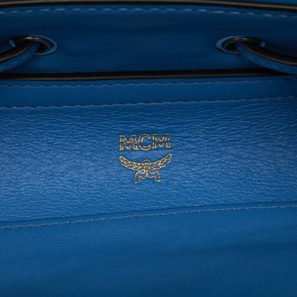 MCM Visetos Backpack Light Blue PVC Leather Women's - Picture 9 of 10